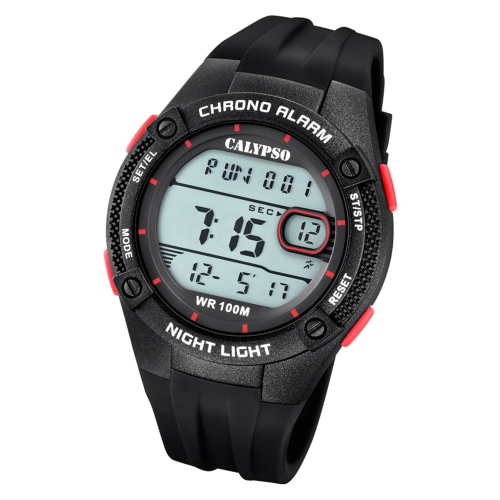 Calypso Herren Armbanduhr Digital Crush K5765/3 Quarz-Uhr PU schwarz UK5765/3