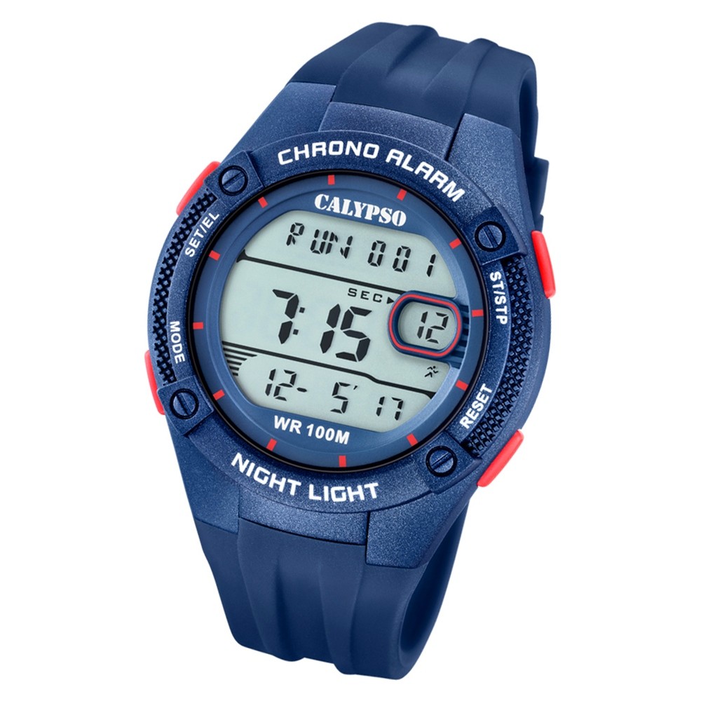 Calypso Herren Armbanduhr Digital Crush K5765/6 Quarz-Uhr PU blau UK5765/6