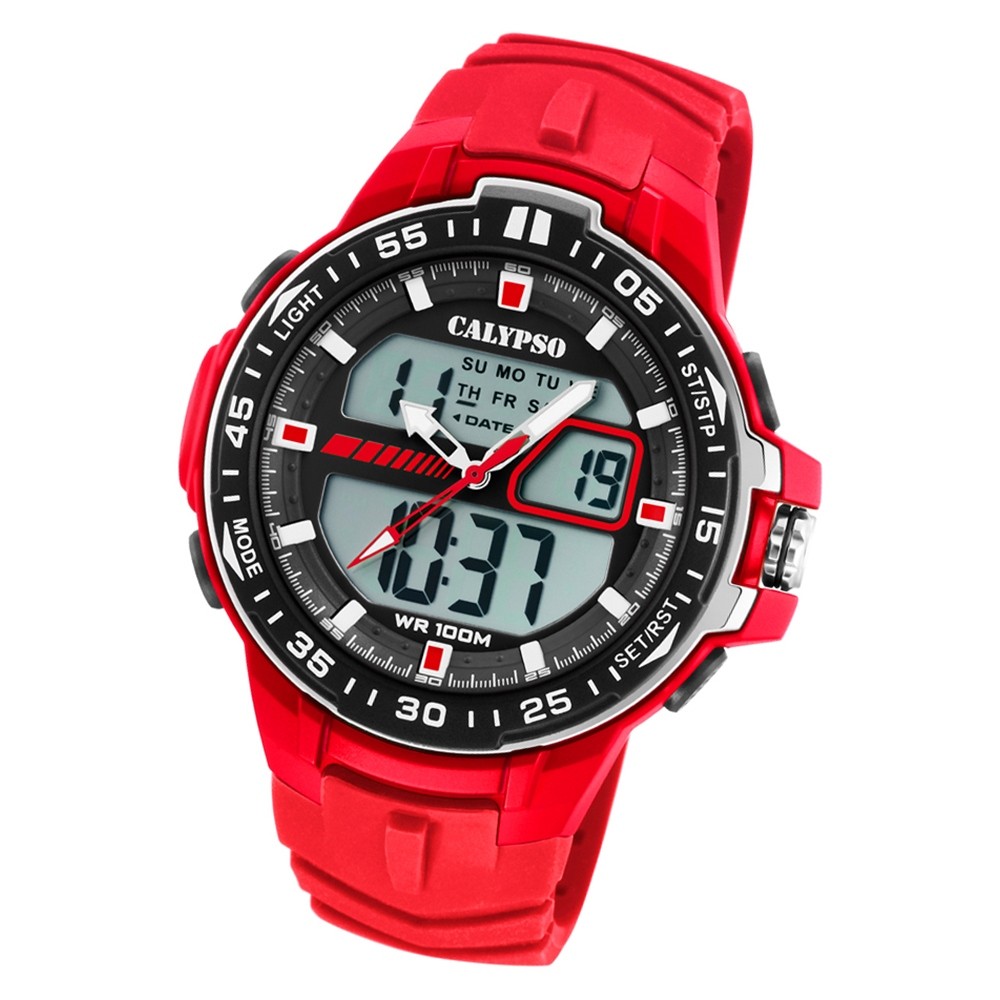 Calypso Herren Armbanduhr Street Style K5766/2 Quarz-Uhr PU rot UK5766/2