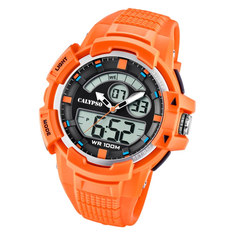 Calypso Herren Armbanduhr Street Style UK5767/1 K5767/1 Quarz-Uhr orange PU