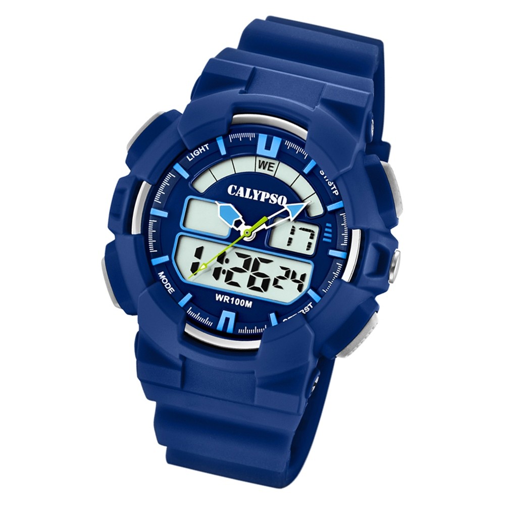 Calypso Herren Armbanduhr Street Style K5772/3 Quarz-Uhr PU blau UK5772/3