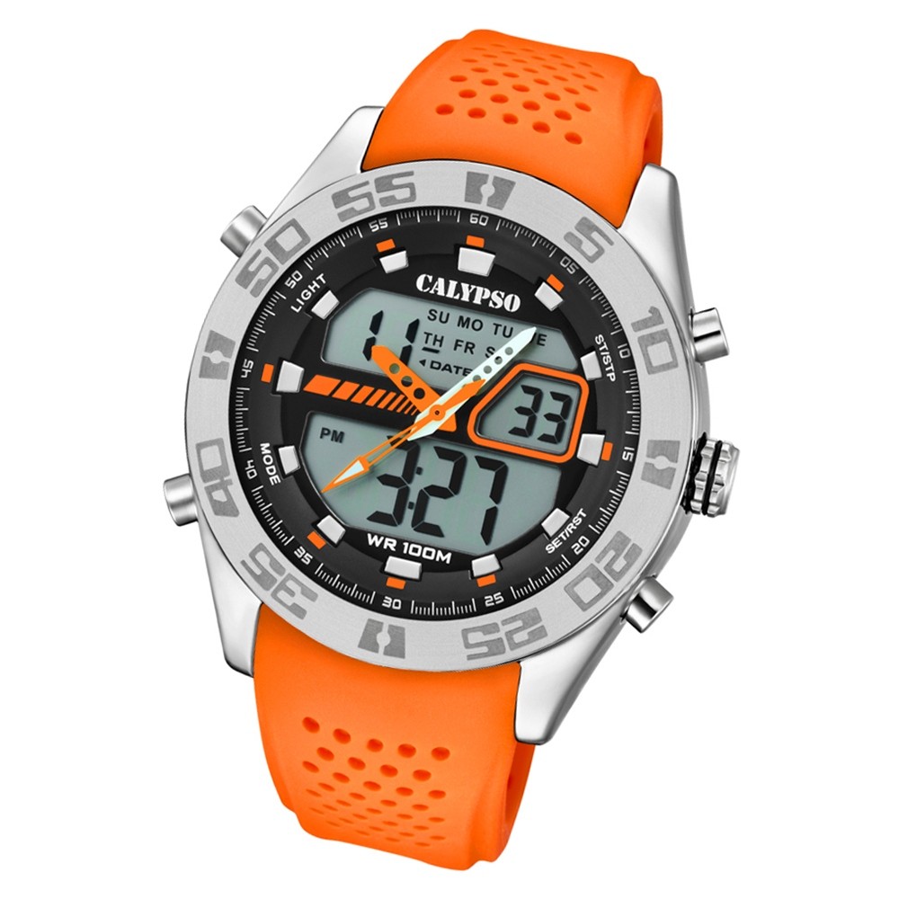 Calypso Herren Armbanduhr Street Style K5774/1 Quarz-Uhr PU orange UK5774/1