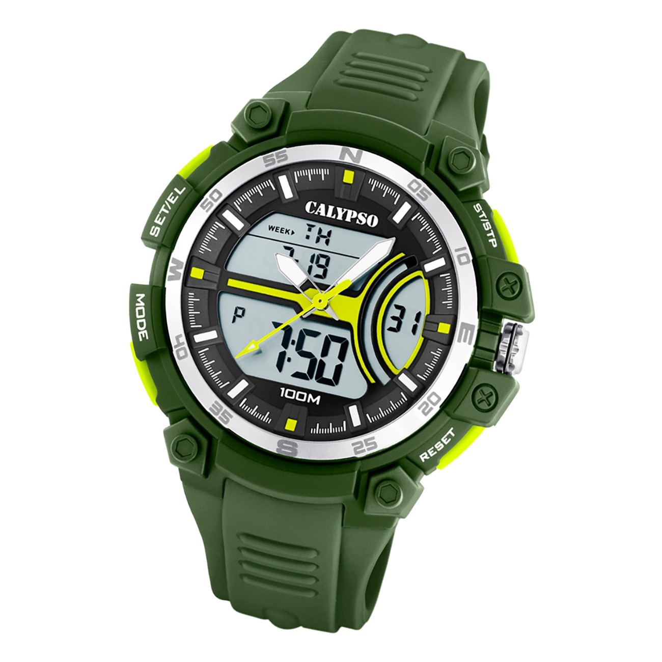 Calypso Herren Jugend Armbanduhr K5779/4 Analog-Digital Kunststoff grün UK5779/4