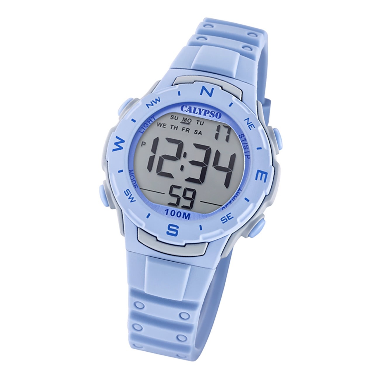 Calypso Damen Herren Armbanduhr K5801/2 Digital Kunststoff hellblau UK5801/2