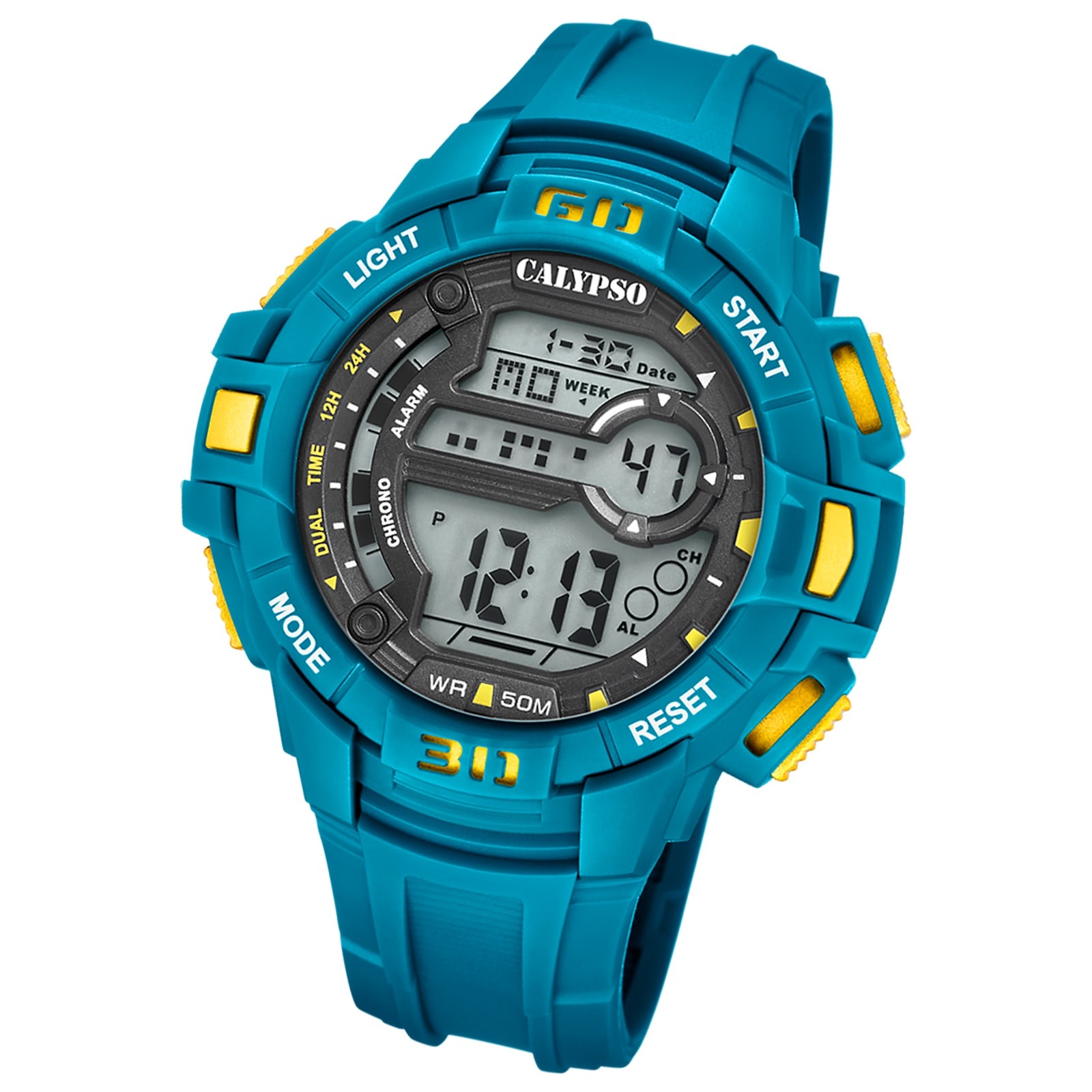 Calypso Herrenuhr Kautschuk hellblau Calypso Digital Armbanduhr UK5836/2