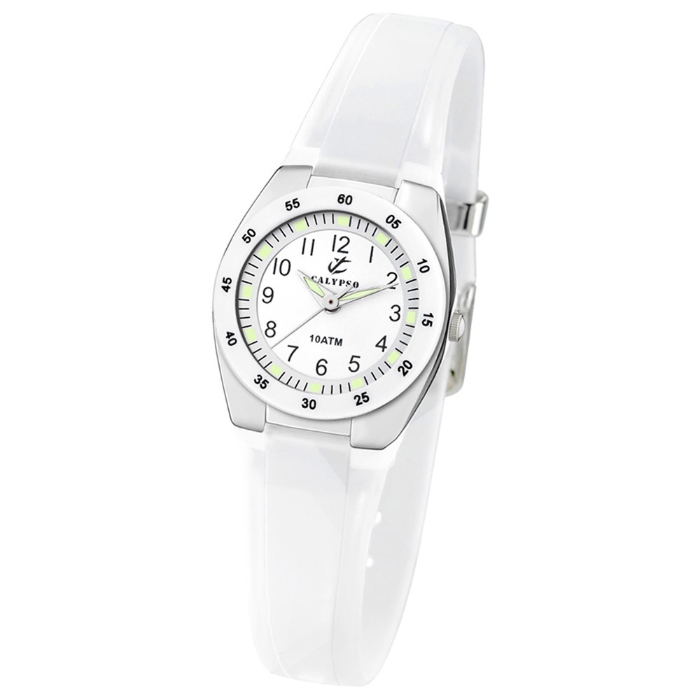 CALYPSO Damen-Armbanduhr Fashion analog Quarz-Uhr PU weiß UK6043/A