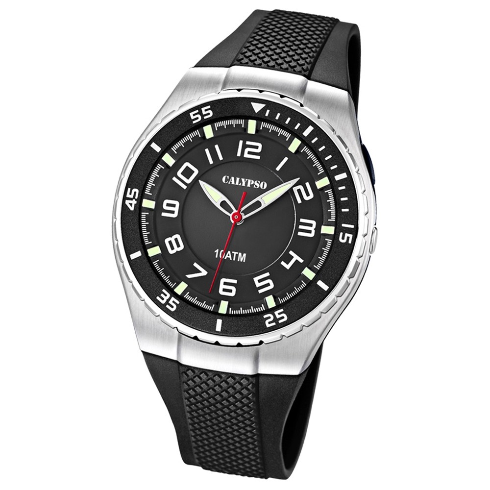 CALYPSO Herren-Armbanduhr Fashion analog Quarz-Uhr PU schwarz UK6063/4