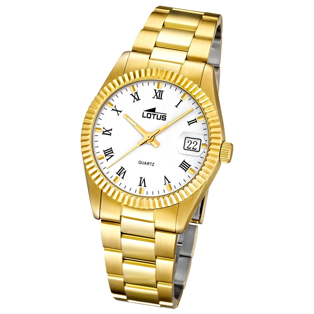 LOTUS Damenuhr Typ R. Analog Quarz Uhr Edelstahl Armband gold UL15799/1