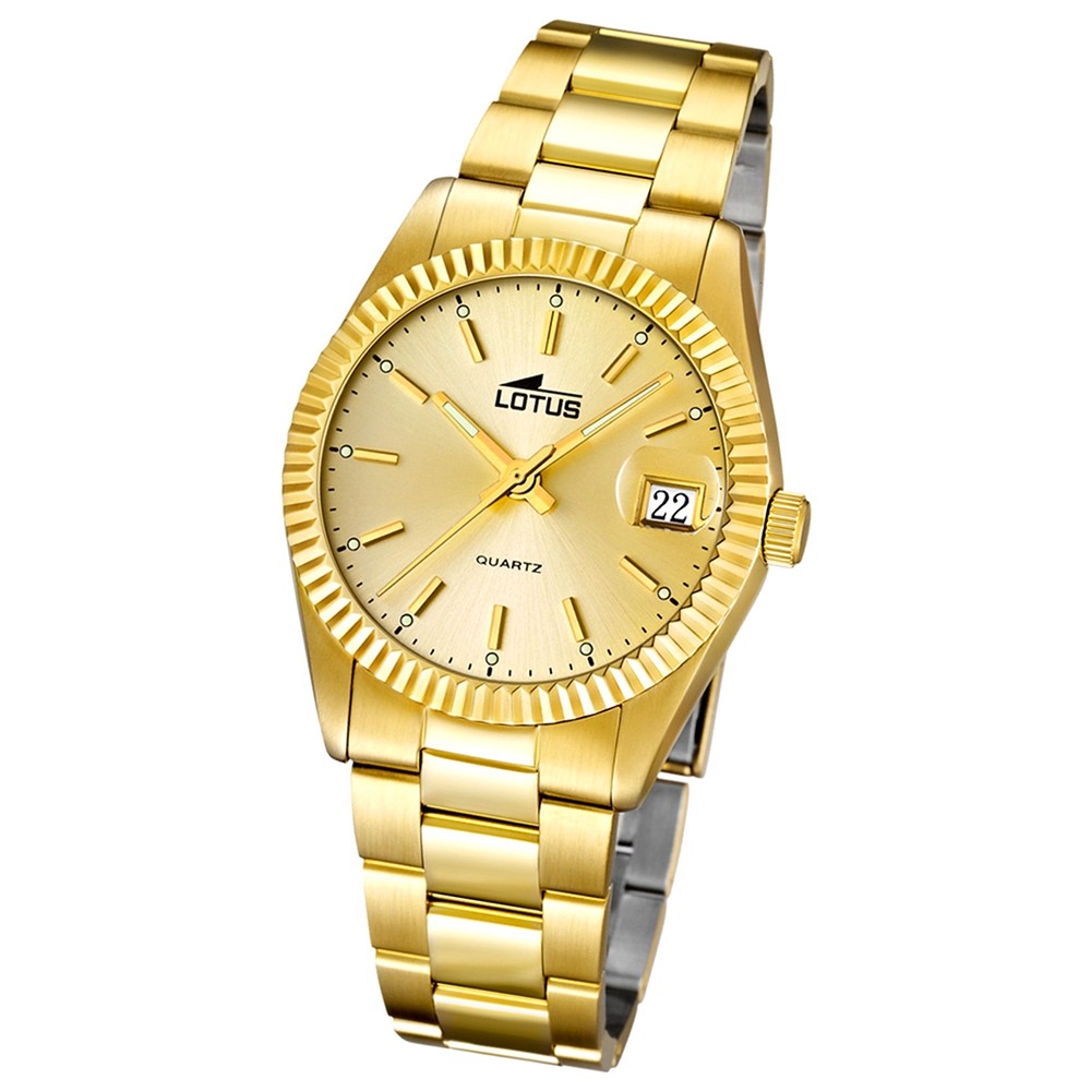 LOTUS Damenuhr Typ R. Analog Quarz Uhr Edelstahl Armband gold UL15799/2