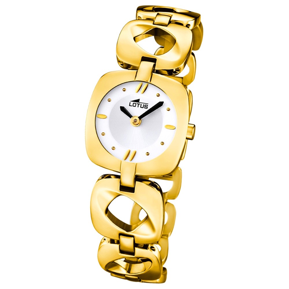 LOTUS Damenuhr Quarzuhr gold-weiß Klassik Uhren Kollektion UL15838/2
