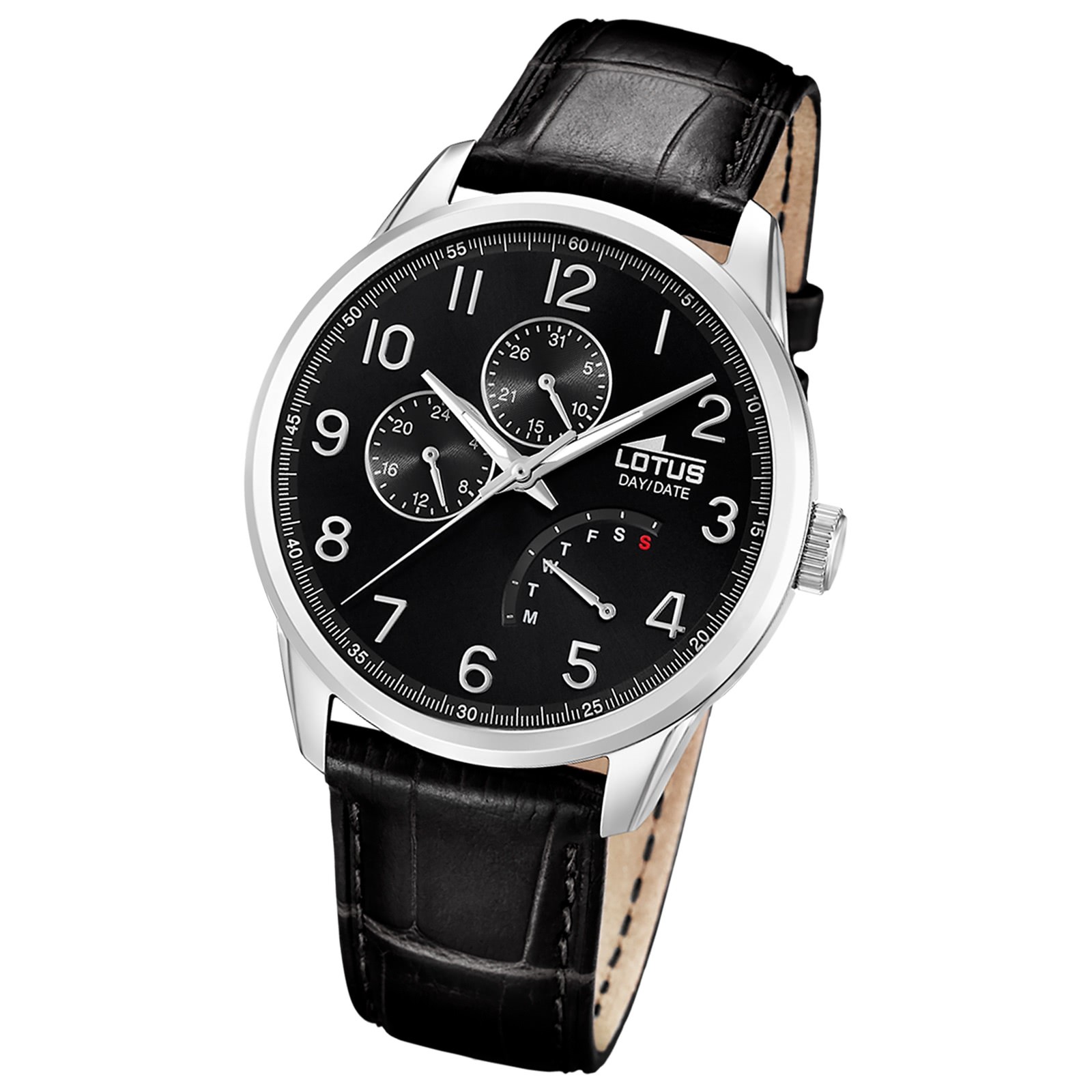 Lotus Herrenuhr Multifunktion Armbanduhr Leder schwarz UL15974/G