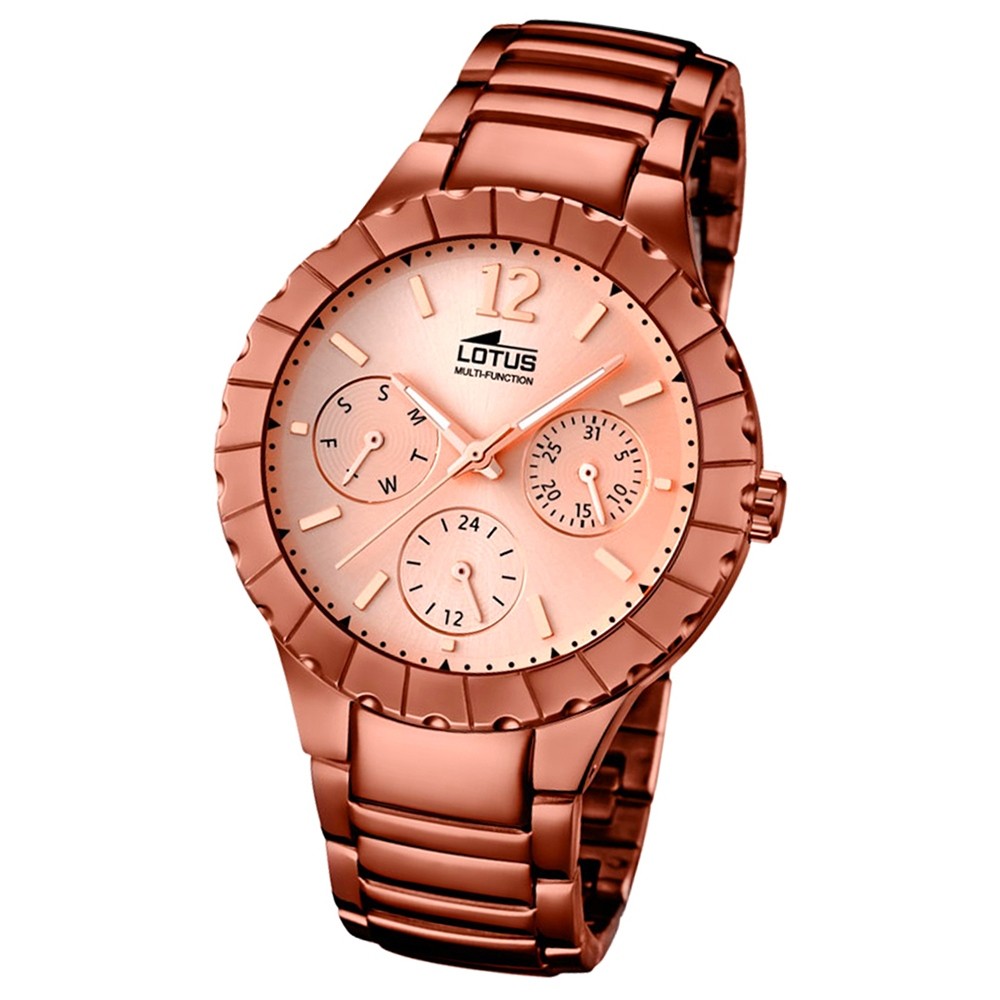LOTUS Damen-Armbanduhr Multifunktion Analog Quarz-Uhr Edelstahl bronze UL15998/1