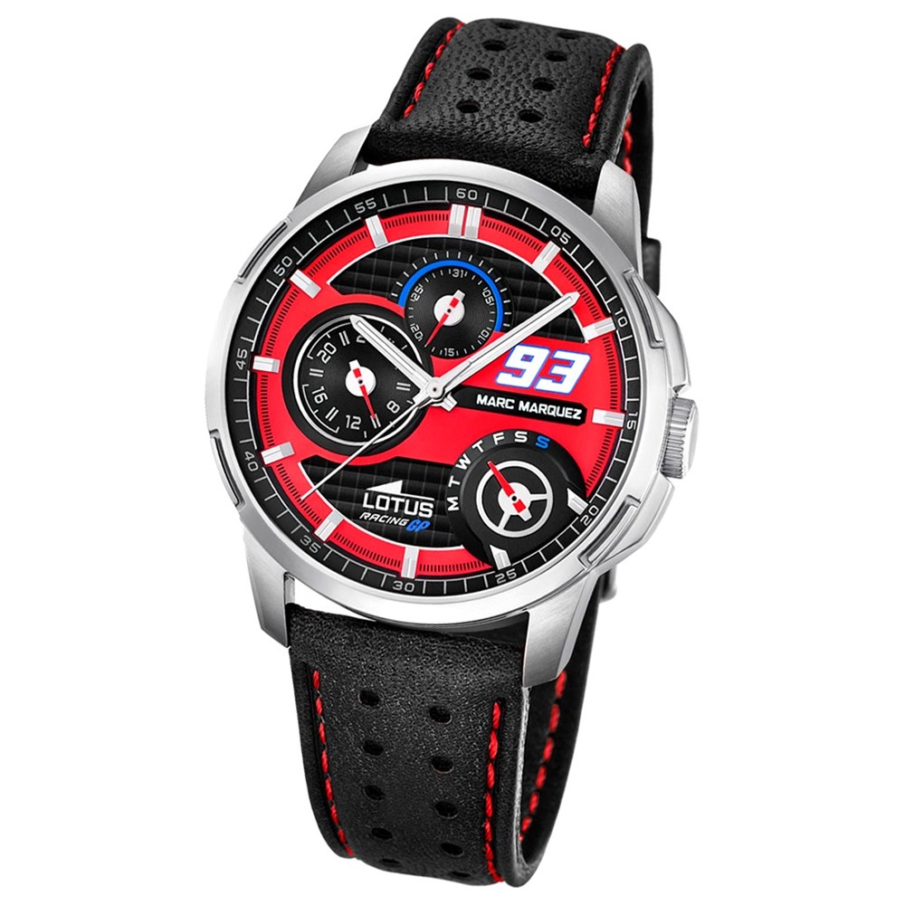 LOTUS Herren-Armbanduhr Marc Marquez Analog Quarz-Uhr Leder schwarz UL18241/2