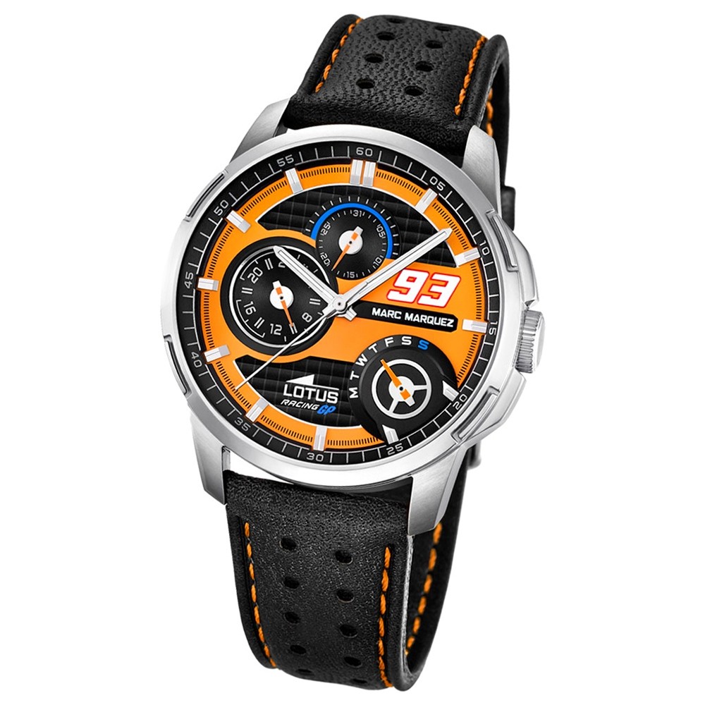 LOTUS Herren-Armbanduhr Marc Marquez Analog Quarz-Uhr Leder schwarz UL18241/3