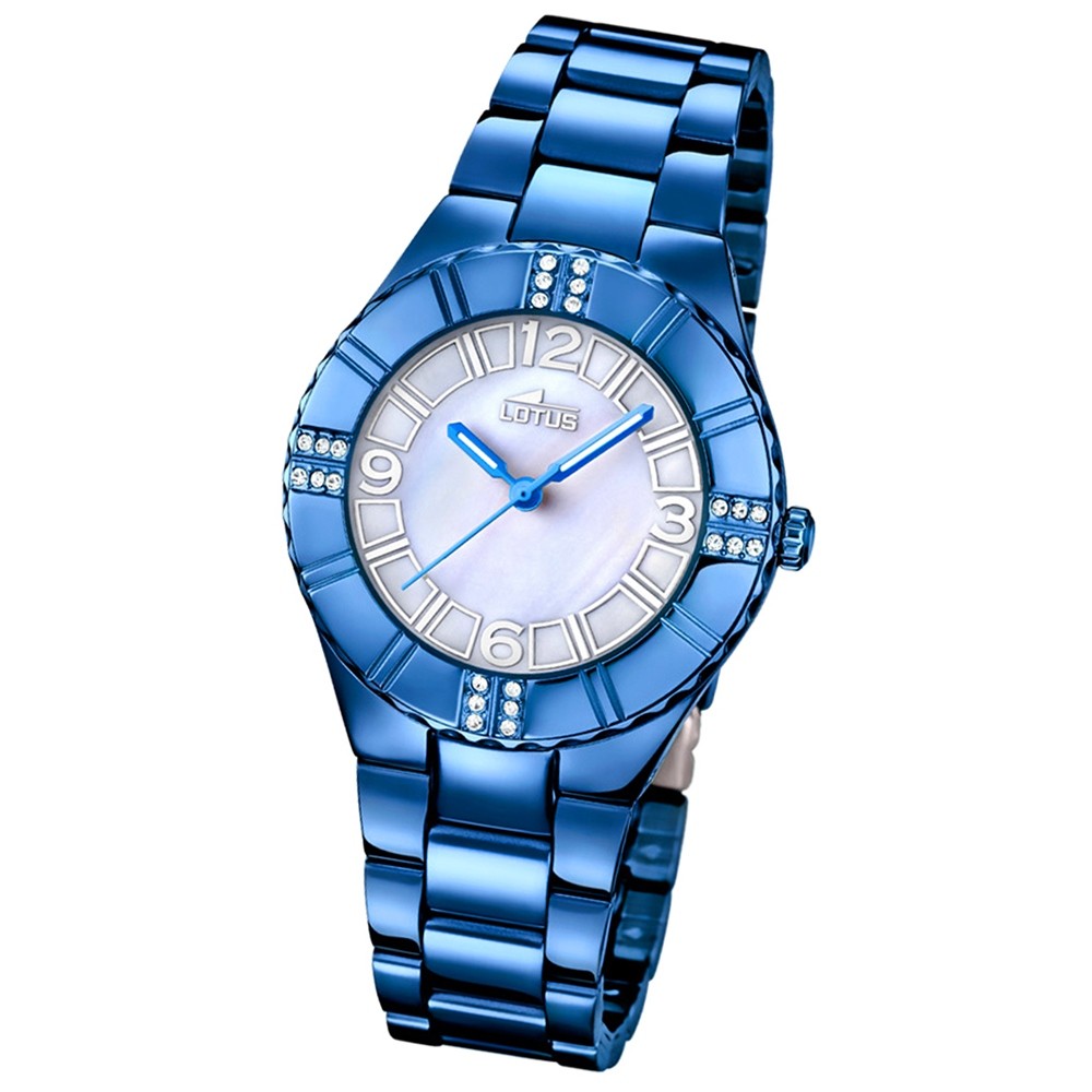 LOTUS Damen-Armbanduhr Trendy Analog Quarz-Uhr Edelstahl blau UL18247/1