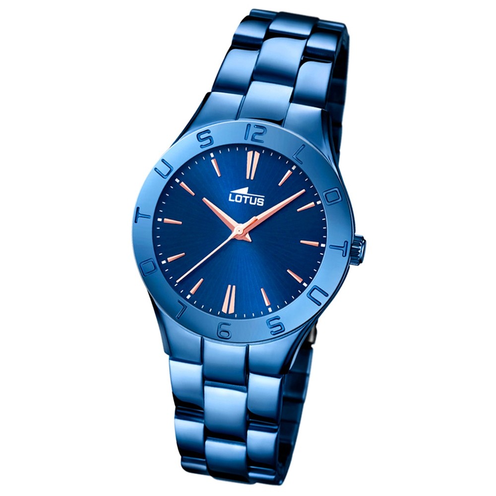LOTUS Damen-Armbanduhr Trendy Analog Quarz-Uhr Edelstahl blau UL18249/2