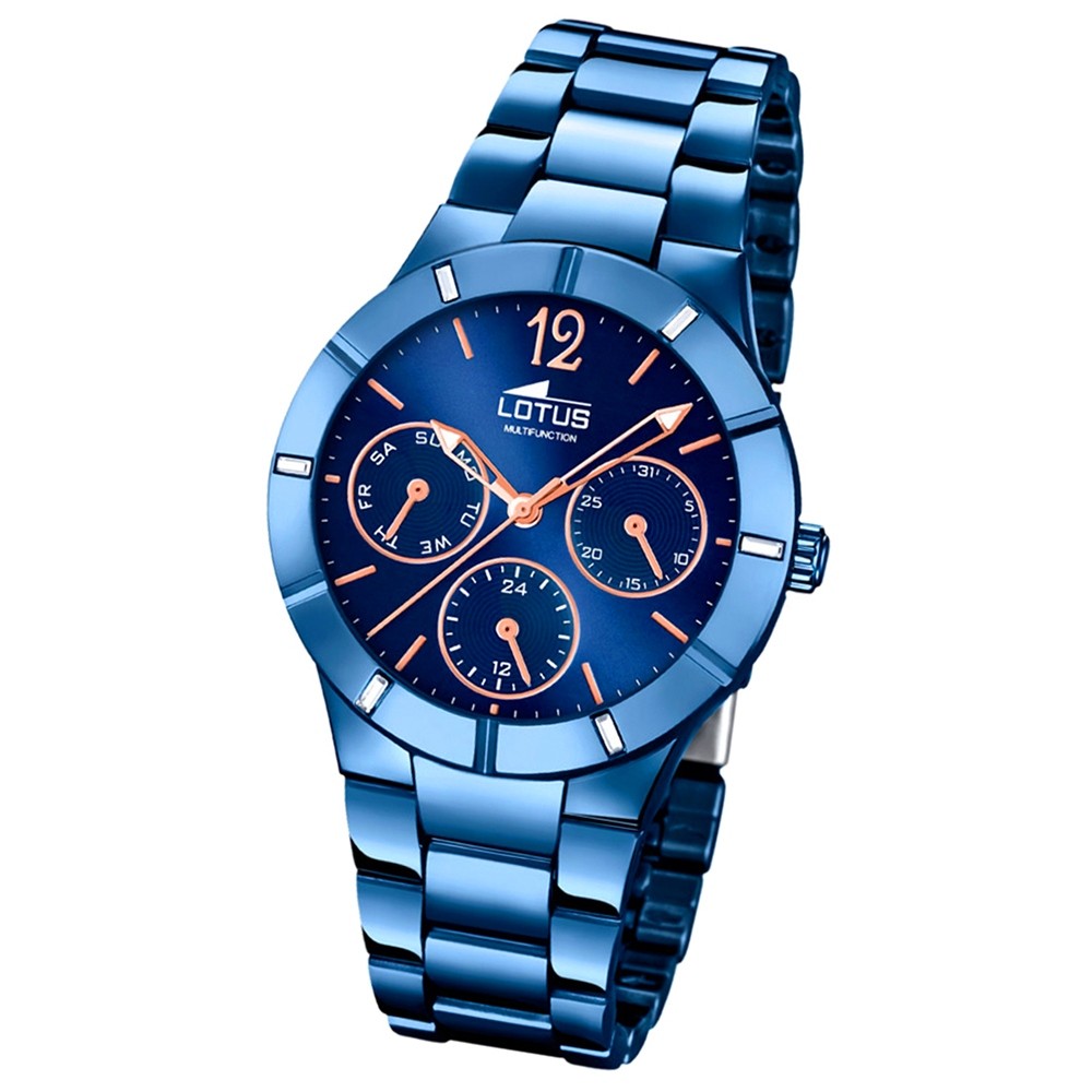 LOTUS Damen-Armbanduhr Trendy Analog Quarz-Uhr Edelstahl blau UL18250/2