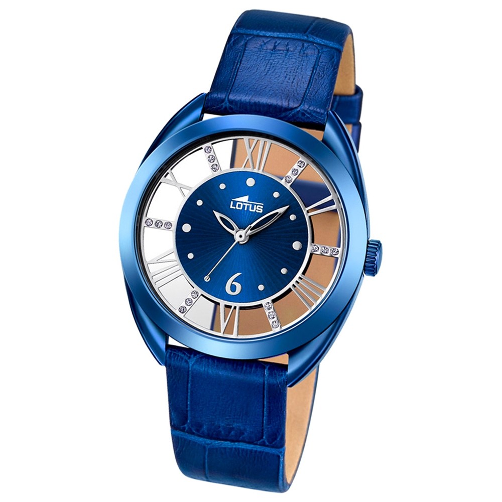 LOTUS Damen-Armbanduhr Trendy Analog Quarz-Uhr Leder blau UL18253/2