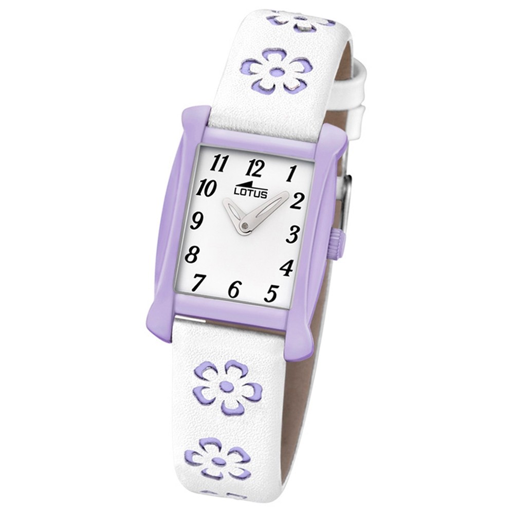 LOTUS Kinder-Armbanduhr Blumen Junior Collection Quarz Leder weiß lila UL18255/4
