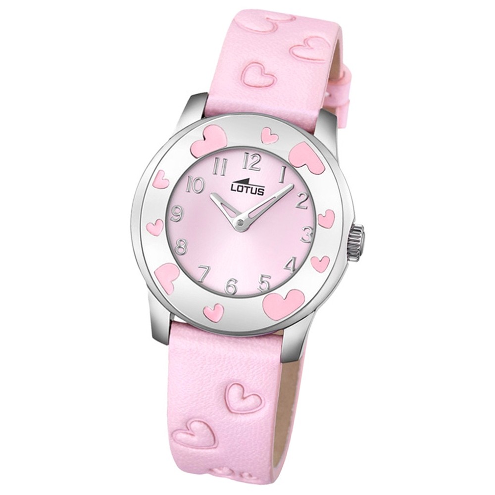 LOTUS Jugend-Armbanduhr Junior Herz Analog Quarz-Uhr Leder rosa UL18273/2