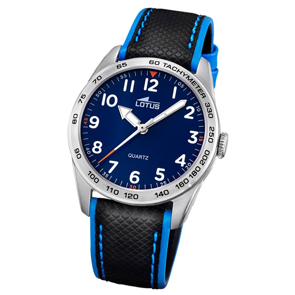 LOTUS Jugend-Armbanduhr Junior Analog Quarz-Uhr Leder schwarz blau UL18276/2