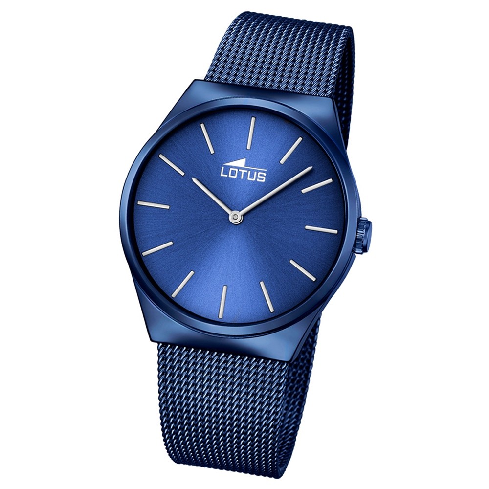 LOTUS Herren Damen-Armbanduhr Stahlband klassisch Quarz Edelstahl blau UL18287/2