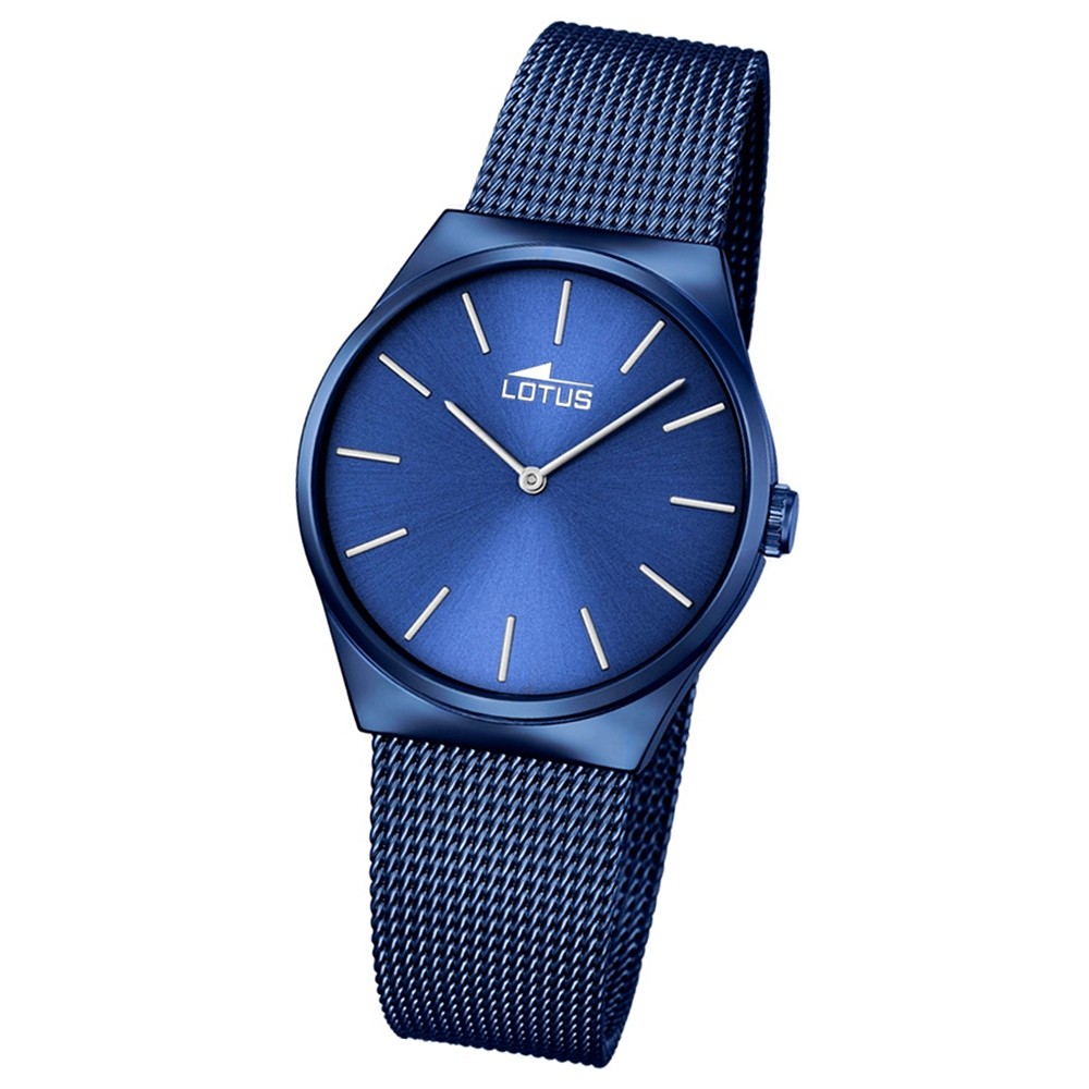 LOTUS Damen-Armbanduhr Stahlband klassisch Analog Quarz Edelstahl blau UL18290/2