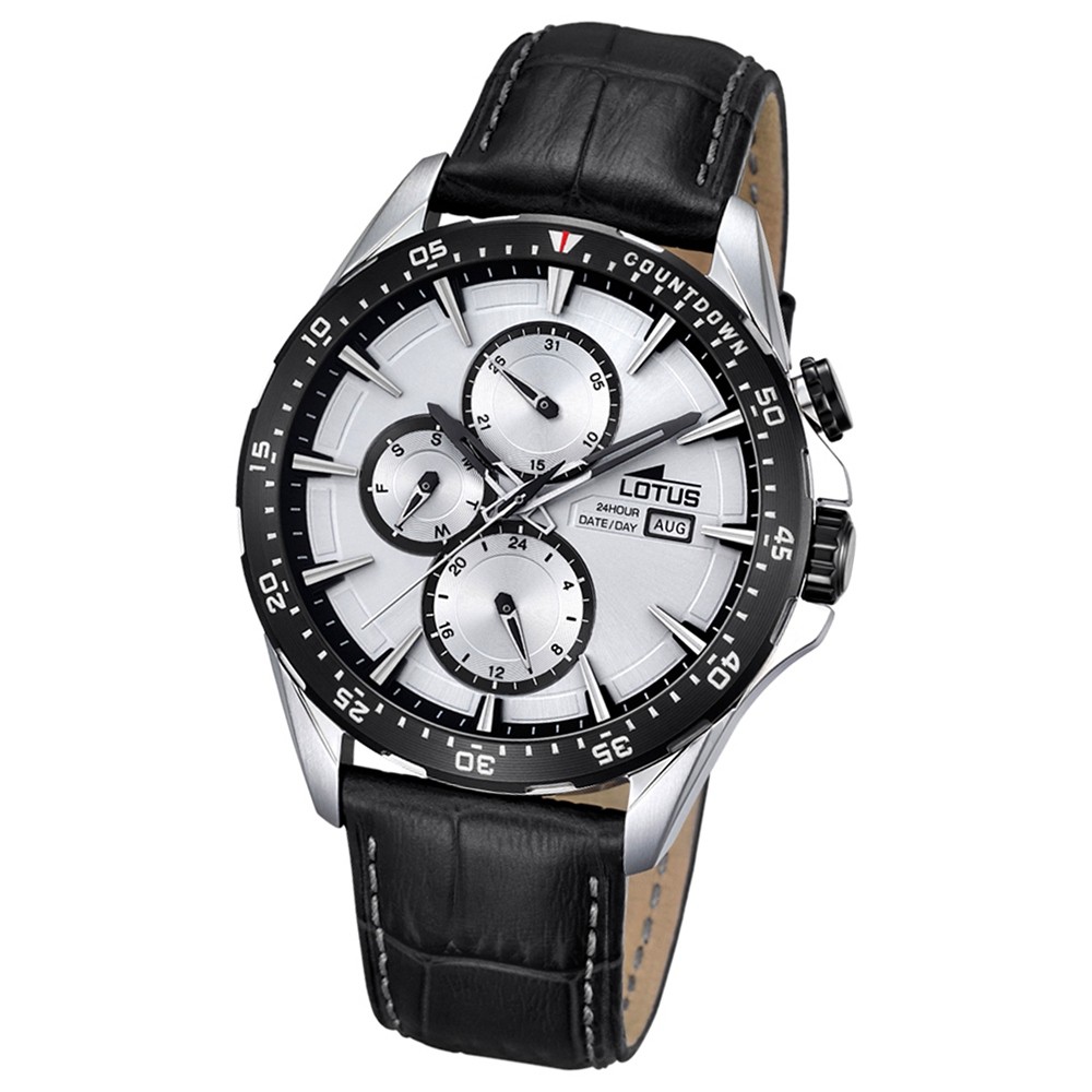 LOTUS Herren-Armbanduhr Analog Quarz Leder schwarz UL18312/1