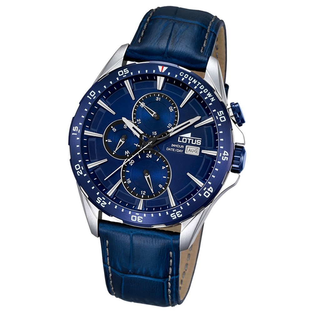 LOTUS Herren-Armbanduhr Sport Analog Quarz-Uhr Leder blau UL18312/3