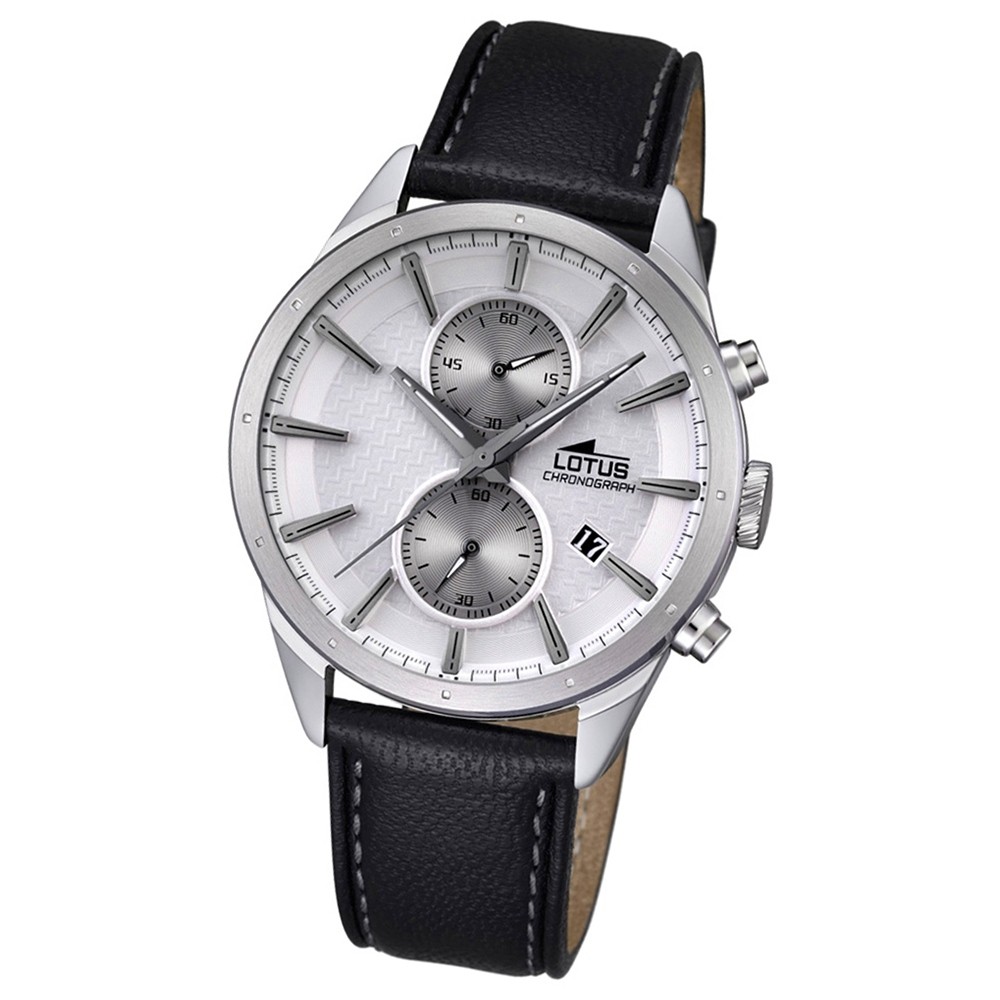LOTUS Herren-Armbanduhr Khrono Chronograph Quarz-Uhr Leder schwarz UL18313/1
