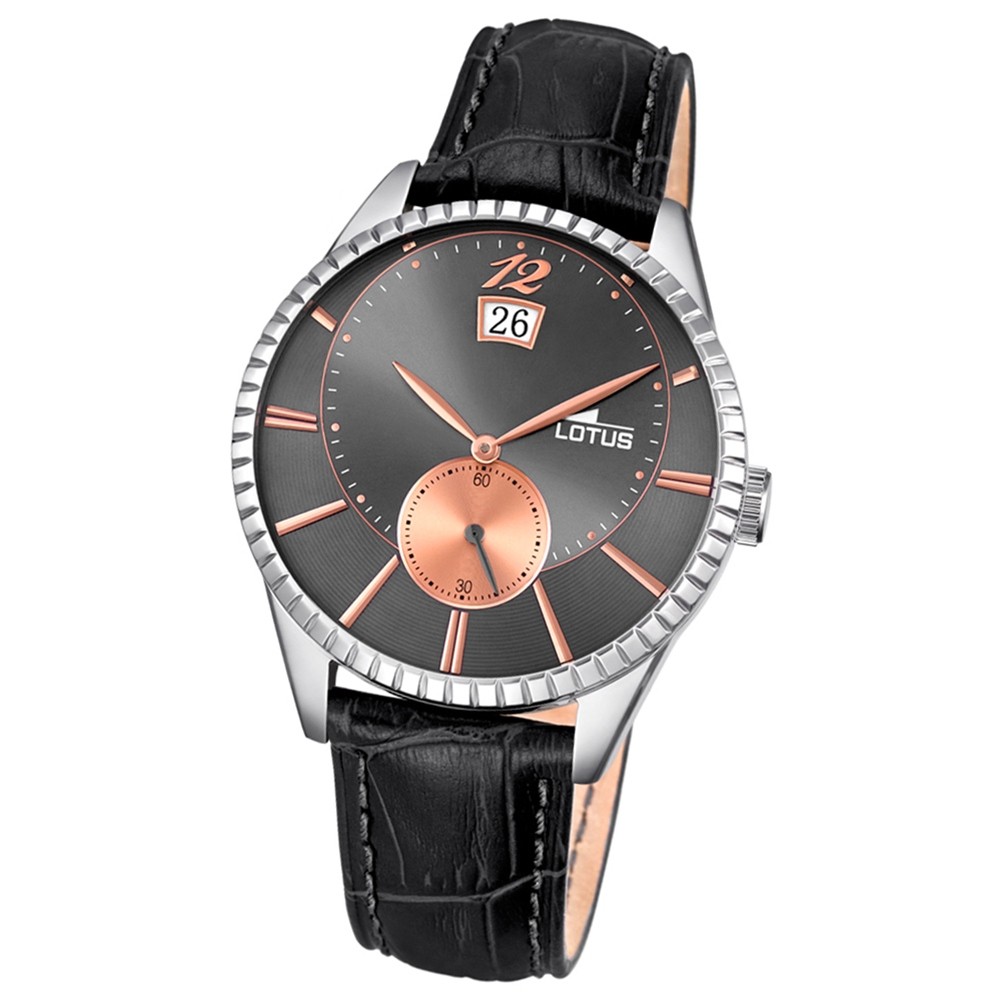 LOTUS Herren-Armbanduhr Analog Quarz Leder schwarz UL18322/3