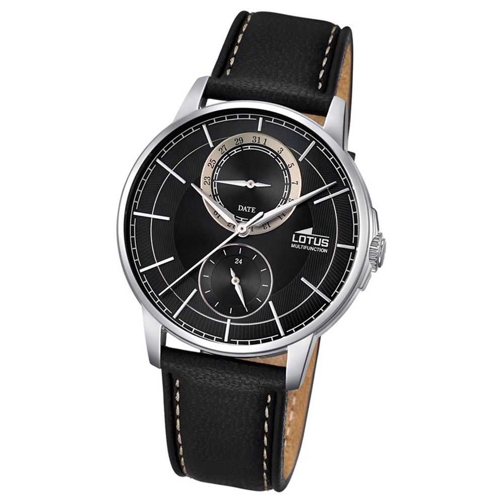 LOTUS Herren-Armbanduhr Analog Quarz Leder schwarz UL18323/3