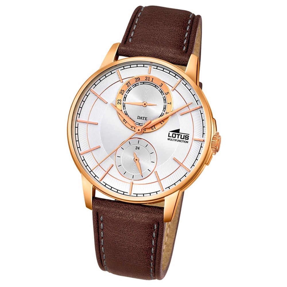 LOTUS Herren-Armbanduhr Multifunktion Analog Quarz-Uhr Leder braun UL18324/1