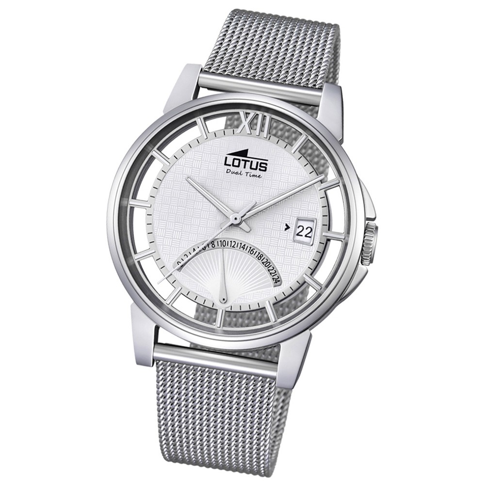 LOTUS Herren Damen-Uhr Minimalist Transparent Quarz Edelstahl silber UL18326/1
