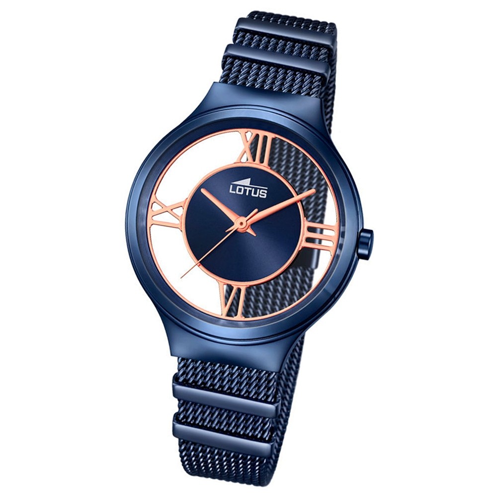 LOTUS Damen-Uhr transparent Trendy Analog Quarz Edelstahl blau UL18334/1