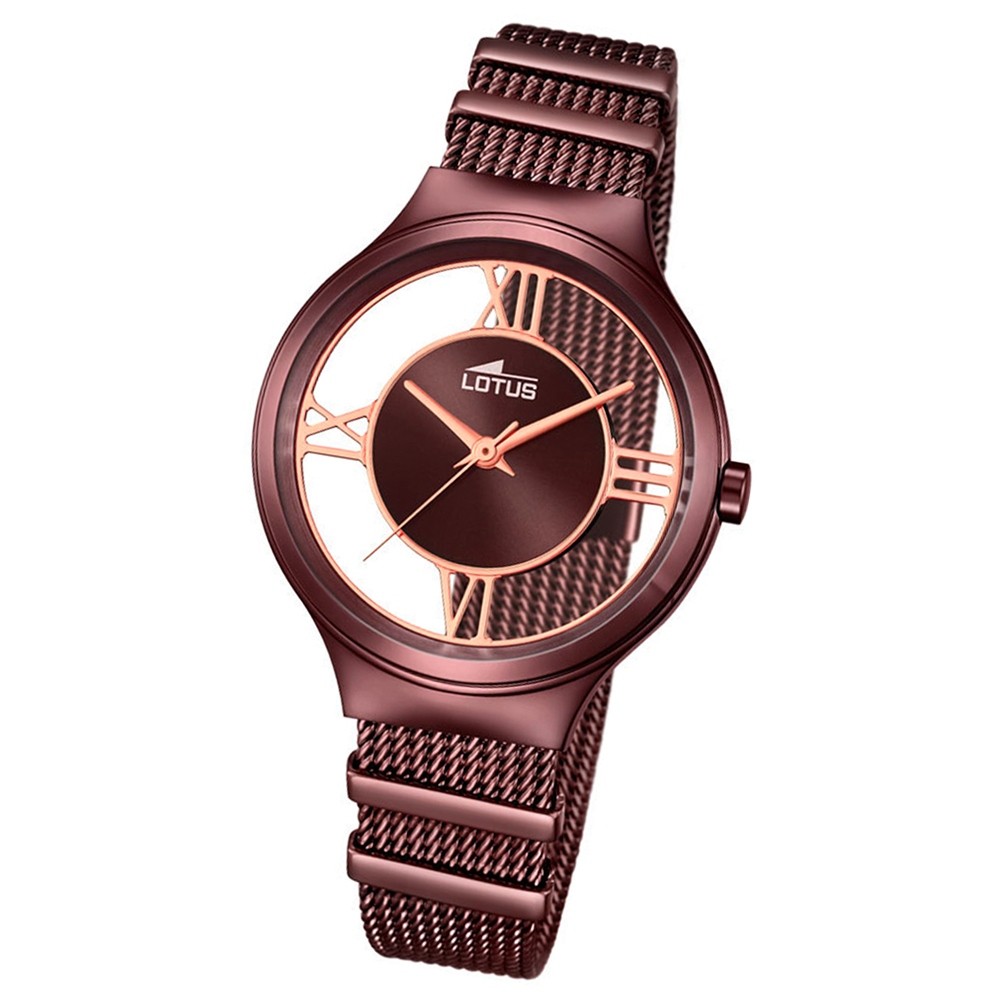 LOTUS Damen-Uhr transparent Trendy Analog Quarz Edelstahl braun UL18336/1