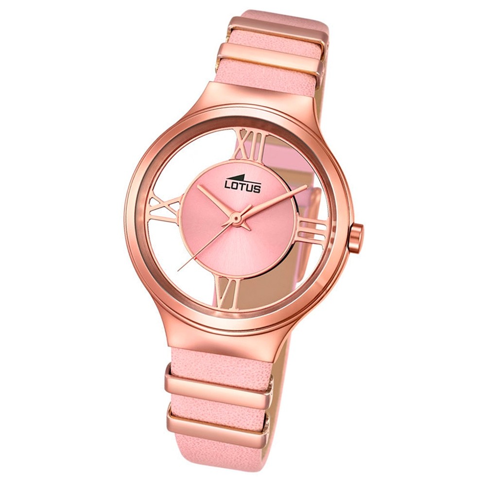 LOTUS Damen-Uhr transparent Trendy Analog Quarz Leder rosa rosegold UL18338/1