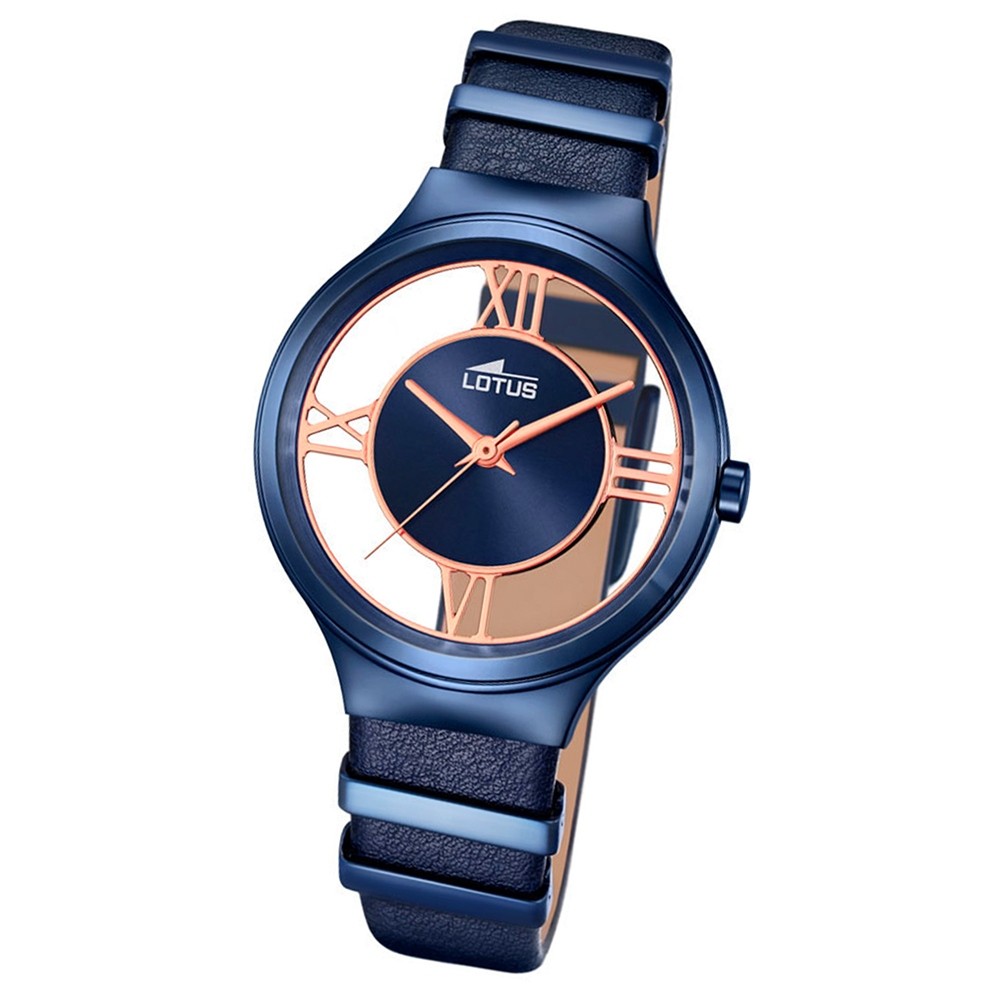 LOTUS Damen-Uhr transparent Trendy Analog Quarz Leder blau UL18339/1