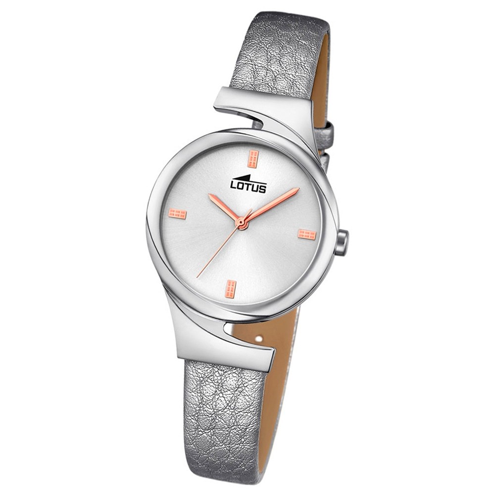 LOTUS Damen-Armbanduhr Elegant Analog Quarz-Uhr Leder silber UL18342/1