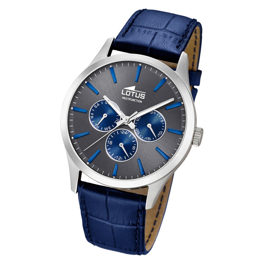 Lotus Herren-Armbanduhr Leder blau 18576/3 Quarz Minimalist UL18576/3
