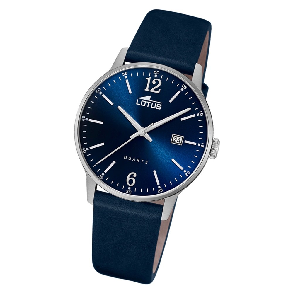 LOTUS Herren Armbanduhr Classic 18695/3 Quarz Leder blau UL18695/3