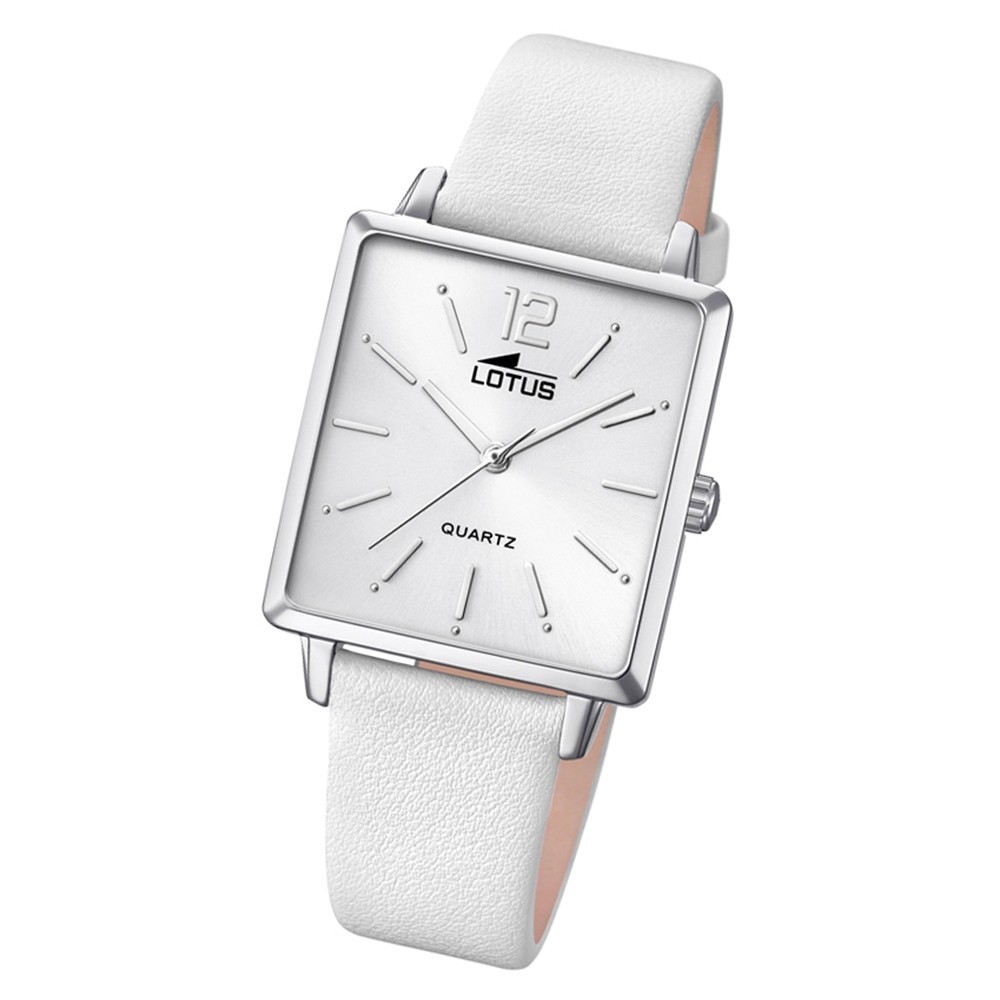 LOTUS Damen Armbanduhr Trendy 18712/1 Leder Analog Uhr weiß UL18712/1