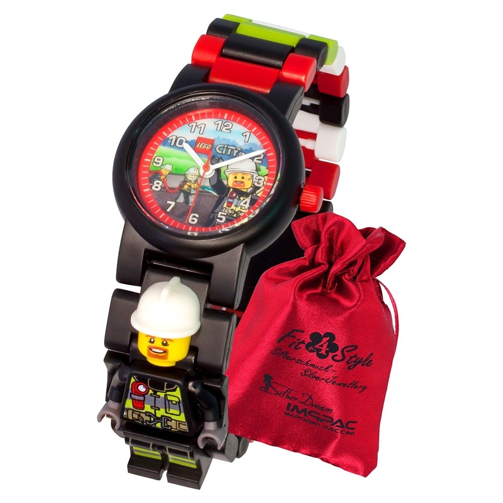 LEGO City Feuerwehrmann 8021209 Firefighter Kinder-Uhr mit Säckchen ULE8021209