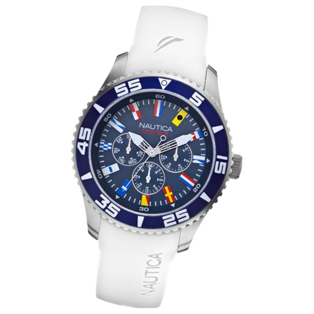 NAUTICA Herren Multifunktionsuhr blau NST 07 Flags White UNA12629G