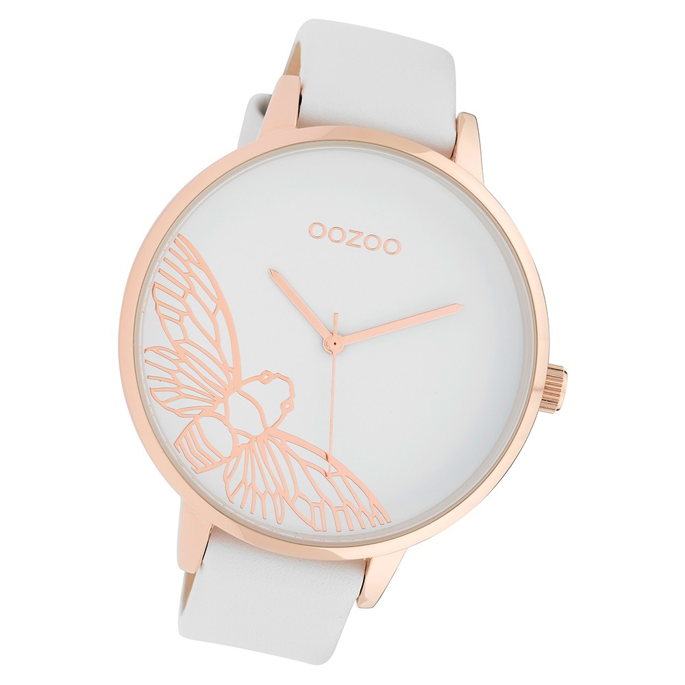 Oozoo Damen Armbanduhr Timepieces C10075 Quarzwerk Leder weiß UOC10075
