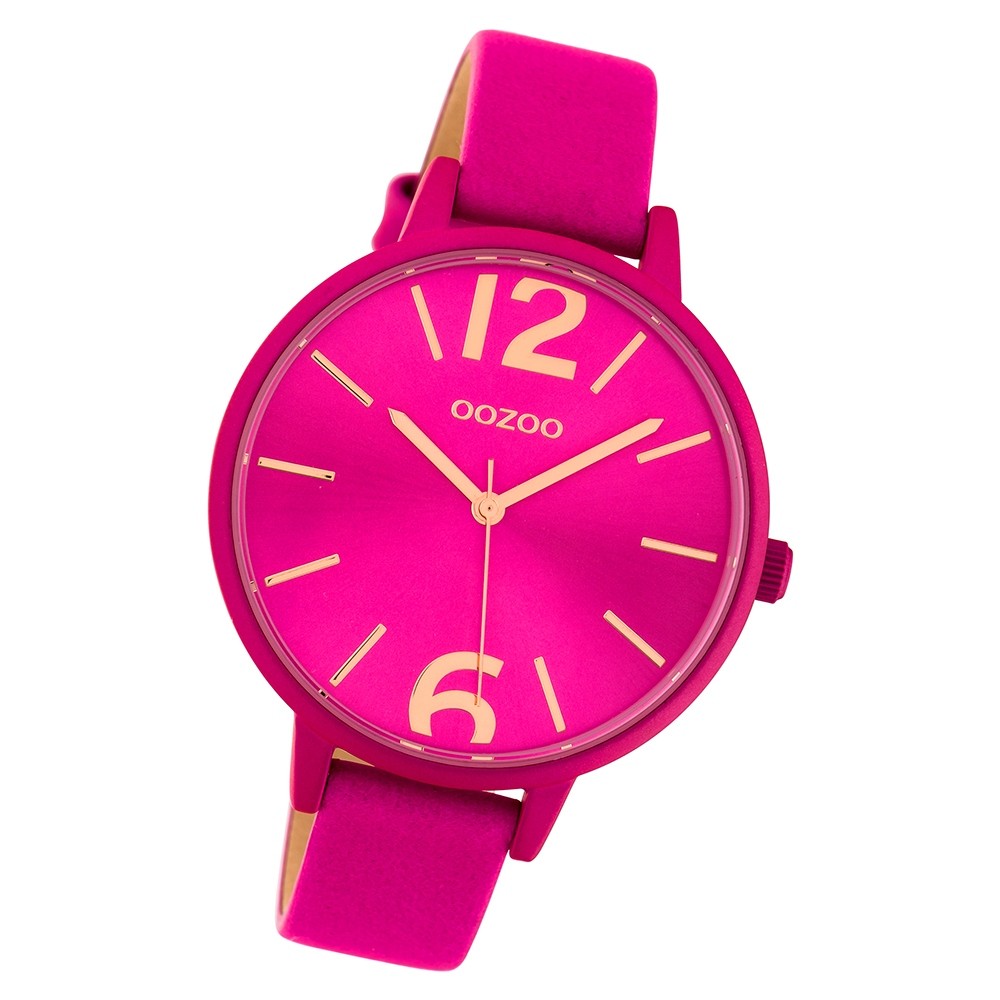 Oozoo Damen Armbanduhr Timepieces C10443 42mm Quarz Leder fuchsia UOC10443