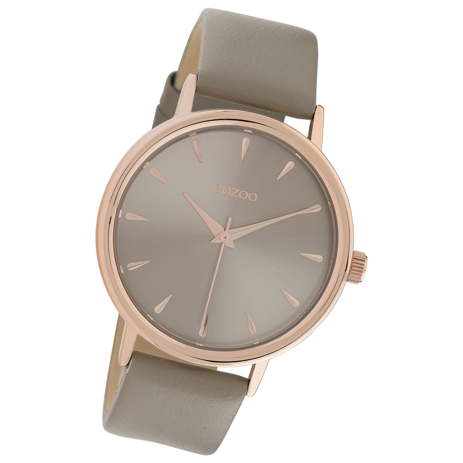 Oozoo Damen Armbanduhr Timepieces Analog Leder taupe hellgrau UOC10826