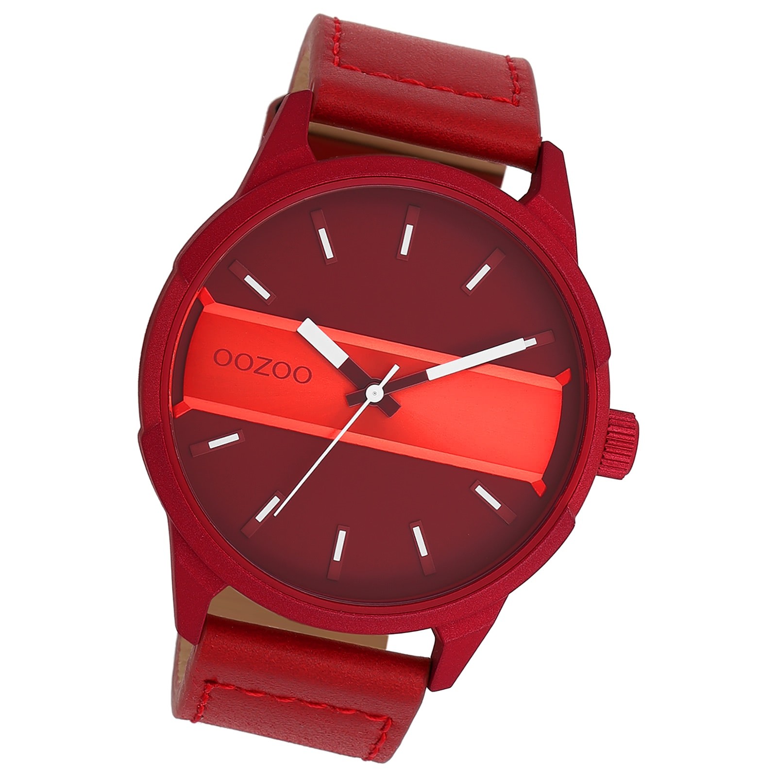 Oozoo Herren Armbanduhr Timepieces Analog Leder rot UOC11231