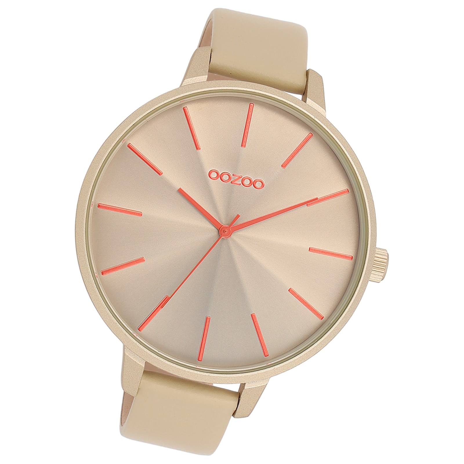 Oozoo Damen Armbanduhr Timepieces Analog Leder hellgrau UOC11251