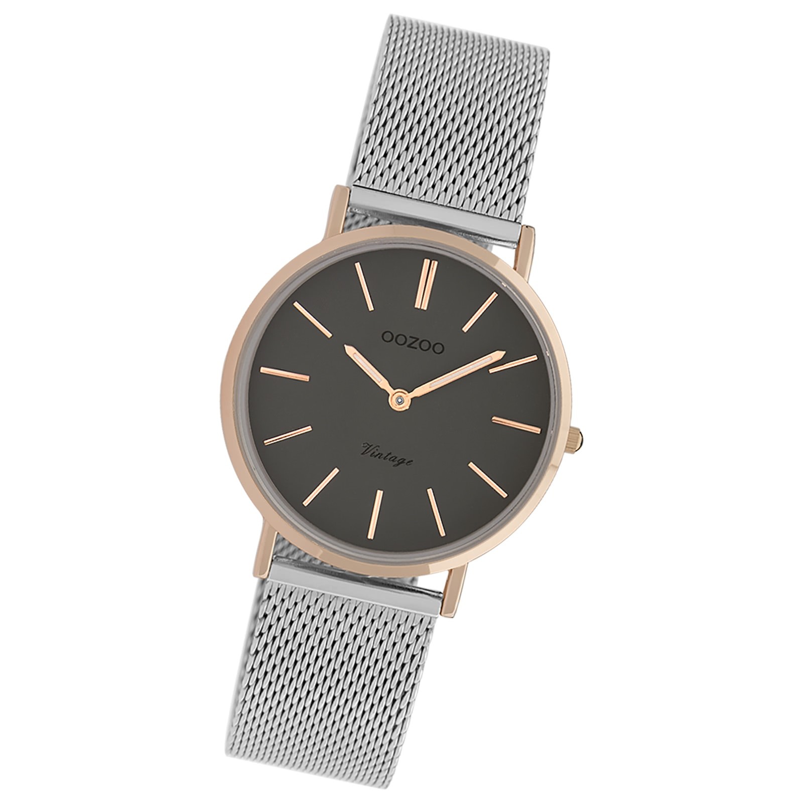 Oozoo Damen Armbanduhr Vintage Series Analog Metall silber UOC20094